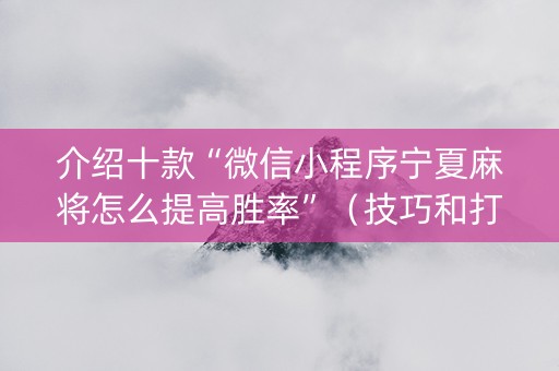 介绍十款“微信小程序宁夏麻将怎么提高胜率”（技巧和打好牌方法)