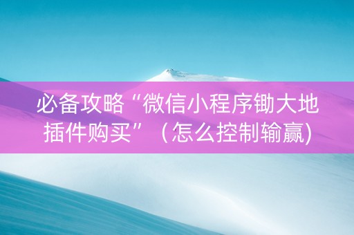 必备攻略“微信小程序锄大地插件购买”（怎么控制输赢)