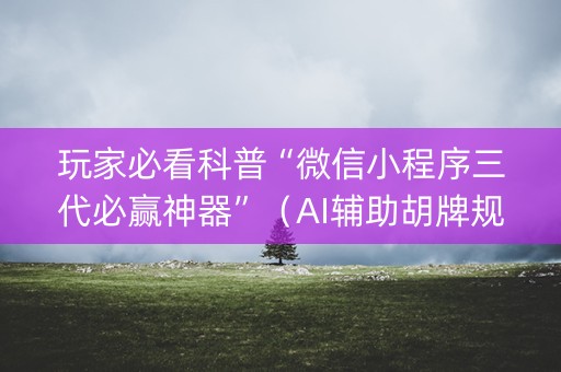 玩家必看科普“微信小程序三代必赢神器”（AI辅助胡牌规则)