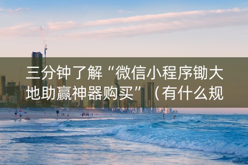 三分钟了解“微信小程序锄大地助赢神器购买”（有什么规律)