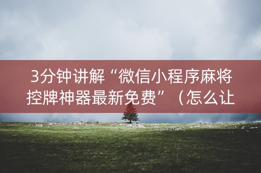 3分钟讲解“微信小程序麻将控牌神器最新免费”（怎么让系统给自己好牌)
