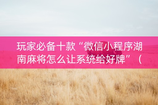 玩家必备十款“微信小程序湖南麻将怎么让系统给好牌”（充会员胜率高)