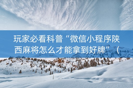 玩家必看科普“微信小程序陕西麻将怎么才能拿到好牌”（开挂辅助器脚本)