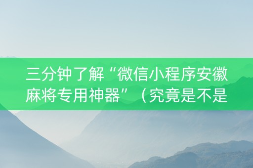 三分钟了解“微信小程序安徽麻将专用神器”（究竟是不是有挂)