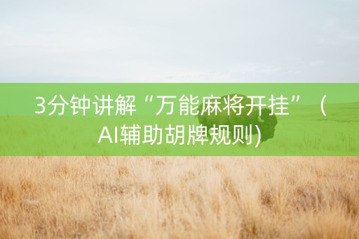 3分钟讲解“万能麻将开挂”（AI辅助胡牌规则)