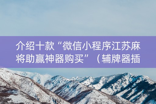 介绍十款“微信小程序江苏麻将助赢神器购买”（辅牌器插件购买)