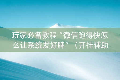 玩家必备教程“微信跑得快怎么让系统发好牌”（开挂辅助插件)