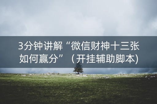 3分钟讲解“微信财神十三张如何赢分”（开挂辅助脚本)