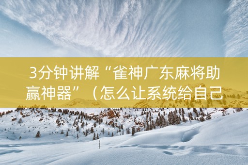 3分钟讲解“雀神广东麻将助赢神器”（怎么让系统给自己好牌)