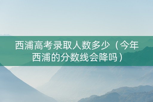 西浦高考录取人数多少（今年西浦的分数线会降吗）