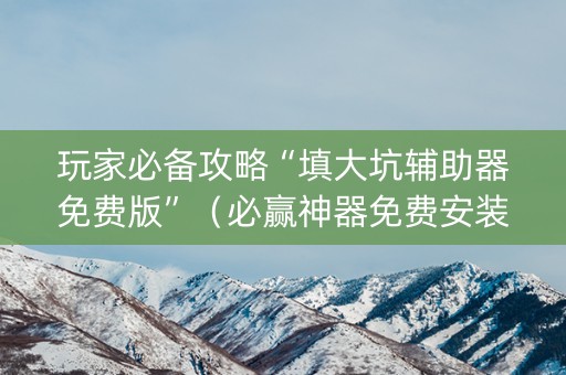 玩家必备攻略“填大坑辅助器免费版”（必赢神器免费安装)
