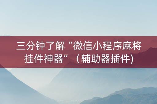 三分钟了解“微信小程序麻将挂件神器”（辅助器插件)