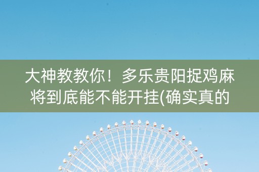 大神教教你！多乐贵阳捉鸡麻将到底能不能开挂(确实真的有挂)