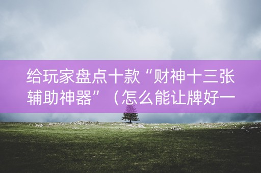 给玩家盘点十款“财神十三张辅助神器”（怎么能让牌好一点)