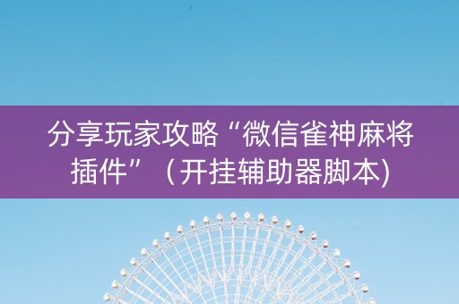 分享玩家攻略“微信雀神麻将插件”（开挂辅助器脚本)
