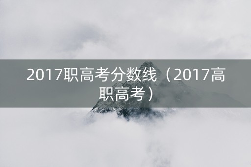 2017职高考分数线（2017高职高考）