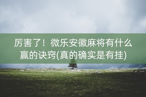 厉害了！微乐安徽麻将有什么赢的诀窍(真的确实是有挂)
