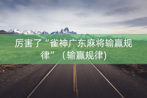 厉害了“雀神广东麻将输赢规律”（输赢规律)