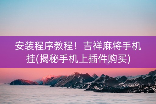 安装程序教程！吉祥麻将手机挂(揭秘手机上插件购买)