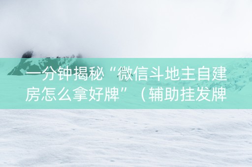 一分钟揭秘“微信斗地主自建房怎么拿好牌”（辅助挂发牌规律)