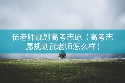 伍老师规划高考志愿（高考志愿规划武老师怎么样）