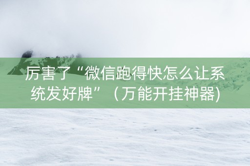 厉害了“微信跑得快怎么让系统发好牌”（万能开挂神器)