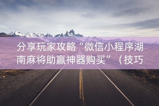 分享玩家攻略“微信小程序湖南麻将助赢神器购买”（技巧和打好牌方法)