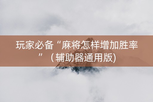 玩家必备“麻将怎样增加胜率”（辅助器通用版)