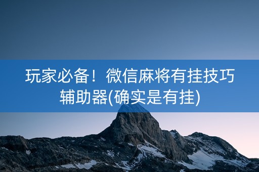 玩家必备！微信麻将有挂技巧辅助器(确实是有挂)