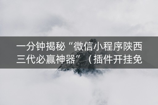 一分钟揭秘“微信小程序陕西三代必赢神器”（插件开挂免费AI)