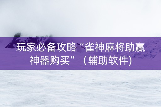 玩家必备攻略“雀神麻将助赢神器购买”（辅助软件)