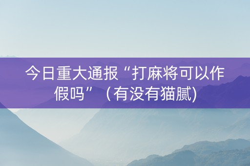 今日重大通报“打麻将可以作假吗”（有没有猫腻)