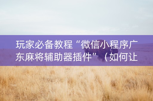 玩家必备教程“微信小程序广东麻将辅助器插件”（如何让系统发好牌)