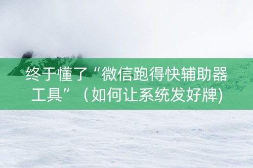 终于懂了“微信跑得快辅助器工具”（如何让系统发好牌)