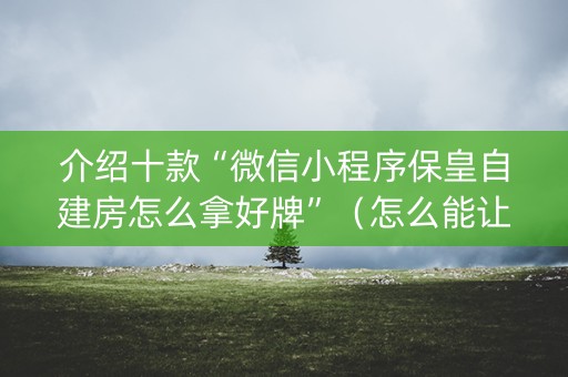介绍十款“微信小程序保皇自建房怎么拿好牌”（怎么能让牌好一点)