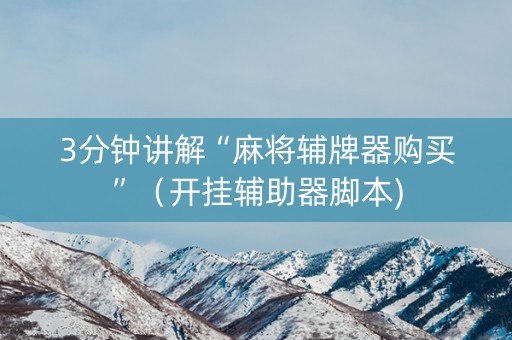 3分钟讲解“麻将辅牌器购买”（开挂辅助器脚本)