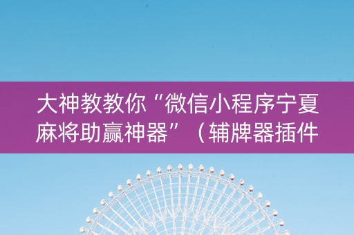 大神教教你“微信小程序宁夏麻将助赢神器”（辅牌器插件购买)