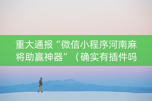 重大通报“微信小程序河南麻将助赢神器”（确实有插件吗)