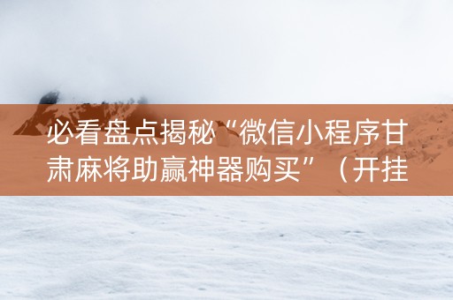 必看盘点揭秘“微信小程序甘肃麻将助赢神器购买”（开挂神器下载)
