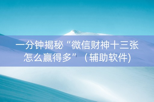 一分钟揭秘“微信财神十三张怎么赢得多”（辅助软件)