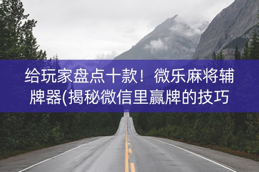 给玩家盘点十款！微乐麻将辅牌器(揭秘微信里赢牌的技巧)