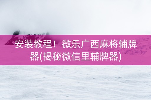 安装教程！微乐广西麻将辅牌器(揭秘微信里辅牌器)