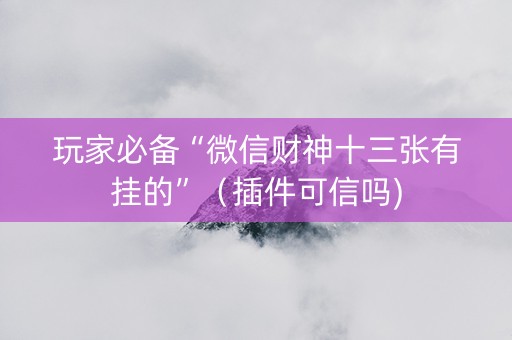 玩家必备“微信财神十三张有挂的”（插件可信吗)
