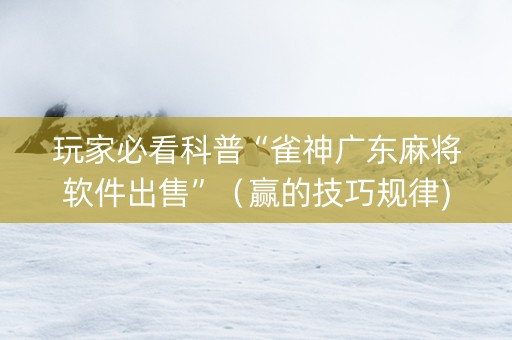 玩家必看科普“雀神广东麻将软件出售”（赢的技巧规律)