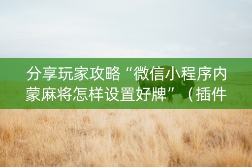 分享玩家攻略“微信小程序内蒙麻将怎样设置好牌”（插件可信吗)
