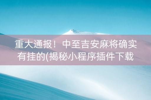 重大通报！中至吉安麻将确实有挂的(揭秘小程序插件下载)