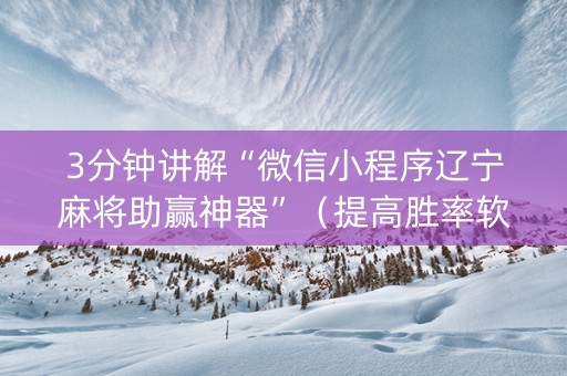 3分钟讲解“微信小程序辽宁麻将助赢神器”（提高胜率软件)