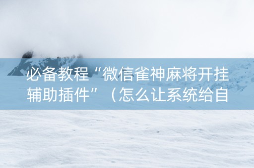 必备教程“微信雀神麻将开挂辅助插件”（怎么让系统给自己好牌)