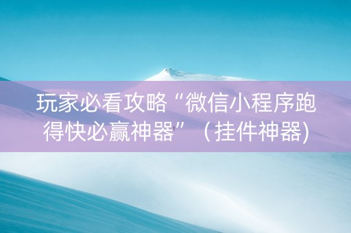 玩家必看攻略“微信小程序跑得快必赢神器”（挂件神器)