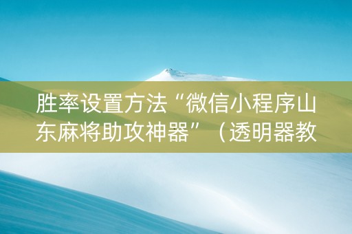 胜率设置方法“微信小程序山东麻将助攻神器”（透明器教程)